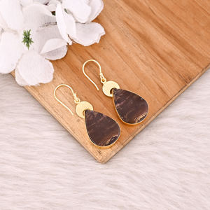 Boucles d'oreilles pendantes en laiton style bohème pour femme, avec jaspe Malinga – Cadeau tendance pour mariages, fiançailles, fêtes et anniversaires - Product Image 3