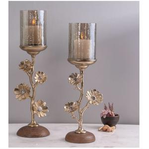 Portavelas Metálico para Decoración de Bodas y Hogar, Acabado Dorado, Grabado a Mano, Soporte para Velas - Product Image 4