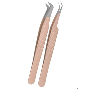 Prix de gros, étiquette privée, ensemble de pinces à épiler en acier inoxydable pour extensions de cils, prise en main parfaite, pinces droites et courbées - Product Image 2