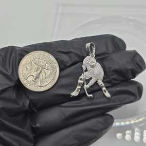Pendentif personnalisé en moissanite de joueur de hockey sur glace, dessin animé, pour les amateurs de sport, en argent 925, bijoux fins, pendentifs et breloques - Product Image 5