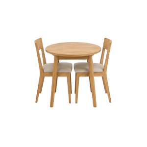 Ensemble de table à manger ronde en teck scandinave de luxe ARTERRA, chaises rembourrées modernes écologiques pour appartement et cuisine - Product Image 1