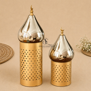 Luxury Gold Bakhoor <b>Burner</b> Set With Elegant Mood <b>Silver</b> Dome, Metal Craft Design For Home Decor, Ramadan & Arabic Hospitality - Product Image 1