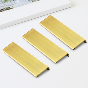 Cheap Price Brushed <b>Gold</b> Aluminum Alloy Edge <b>Pull</b> Cabinet Handle Minimalist <b>Drawer</b> <b>Pull</b> for Kitchen Bathroom Wardrobe - Product Image 2