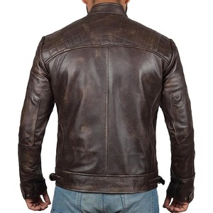 Customizable ODM Autumn Varsity Jacket for <b>Men</b> Coated Stand Collar Genuine Leather with Zipper Front Logo on Sale - Product Image 2