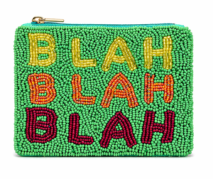 BLAH BLAH Beaded Pouch | Handmade Statement Coin Purse | <b>Fun</b> Colorful Zip Clutch| Cute Statement Mini <b>Bag</b> - Product Image 2