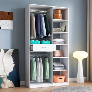 Armario Independiente con 6 Estantes Abiertos, 74.8 Pulgadas de Altura, con 1 Cajón de Madera, Armario Vestidor - Product Image 3
