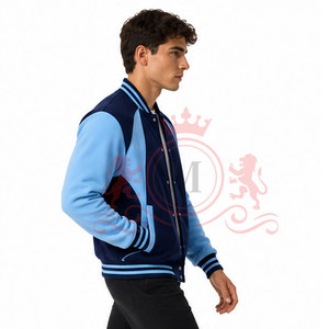Veste Letterman bleue tendance en tissu léger avec boutons-pression, style moderne pour la mode urbaine - Product Image 3