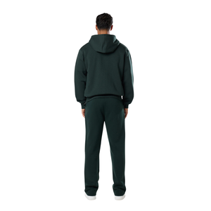 Men Full Zip Hooded Tracksuit With Straight Leg <b>Trousers</b> Relaxed Fit Side Pockets Casual Wholesale Custom Two Piece Clothing Set - Product Image 2