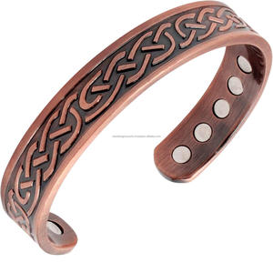 Bracelets en cuivre de luxe faits à la main, qualité supérieure, 100 % cuivre pur, design Art Déco animalier, décoration intérieure, mariage, condoléances - Product Image 1