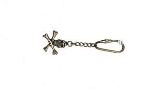 Llavero de mosquetón de latón con diseño de esqueleto, hecho a mano, estilo antiguo, con grabado de terror, diseño gótico único, forma irregular, para hombres y mujeres - Product Image 3