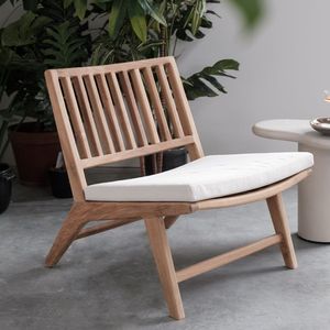 Fauteuil de salon sans accoudoirs en teck massif de qualité supérieure, dossier à lattes profil bas, canapé d'appoint pour patio - Product Image 1