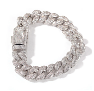 Pulsera de Cadena de Plata 925 de Lujo con Baño de Rodio y Diamantes Pavé, Corte Brillante Redondo, Microincrustaciones, Joyería Unisex para Uso Diario - Product Image 2