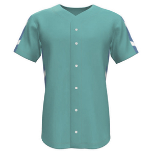 Conjunto de Uniforme de Béisbol para Hombre, Color Verde Azulado, Manga Corta, Cuello en V, Botones al Frente, con Pantalones a Rayas, Transpirable, de Poliéster - Product Image 2