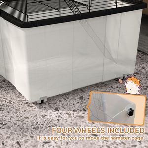 Gabbia per criceti a 2 livelli da 22 pollici, extra profonda con base da 14 pollici, rampa, borraccia, ciotola per cibo, ruote, nera, ideale per gerbilli - Product Image 5