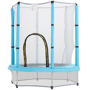 Trampolino per Bambini da 4,6 Piedi con Motivo Delfino Azzurro e Rete di Sicurezza, per Uso Interno ed Esterno - Product Image 1