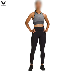 Ropa de yoga ecológica de color gris, el mejor proveedor, servicio OEM, ropa deportiva para gimnasio, sujetador de compresión de nailon y spandex. - Product Image 2