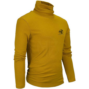 Clean Plain Design Stretch Fabric High Collar Long Sleeve <b>Top</b> for Everyday Fashion <b>Men</b> <b>Turtle</b> <b>Neck</b> Shirt - Product Image 4