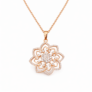 Conjunto de Collar de Lujo con Circonitas Cúbicas Florales, Conjunto de Joyería Nupcial de Plata de Ley 925 para Mujer - Product Image 2