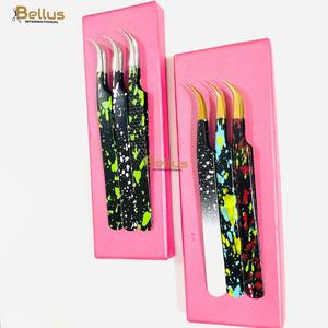 Wholesale Fiber Tip Curved Lash Tweezers with Charm Pendant Pink Kit OEM ODM - Product Image 1