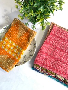 Rectangles de tissu Kantha indiens vintage, 5 pouces, pré-coupés, 100% coton, faits main, haute qualité, pack de charmes artisanaux pour table - Product Image 3