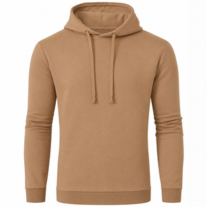 Men's pullover <b>hoodie</b> with adjustable drawstring hood pocketless front ribbed cuffs and hem casual plain sweatshirt - Product Image 6