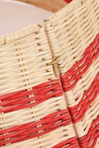 Red and White Striped Woven Rattan Christmas <b>Tree</b> Skirt - Durable Natural Fiber <b>Tree</b> Collar for Holiday Party Decoration - Product Image 3