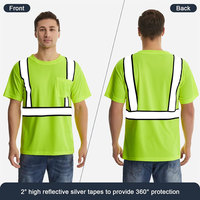 T-shirt de sécurité haute visibilité pour homme, vert lime, bandes réfléchissantes, poche poitrine, vêtements de travail, chemise de sécurité