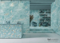 Dalles de carrelage en porcelaine Ital Ceramics Venus Onyx Aqua - Aspect marbre, 8,5 mm d'épaisseur, antidérapantes, résistantes aux acides, carreaux de sol de salle de bain de qualité supérieure
