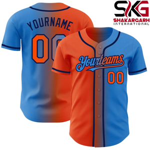 Maillot de baseball personnalisé violet et orange dégradé, tenue d'équipe avec nom et numéro, chemise de sport à boutons sur le devant - Product Image 5