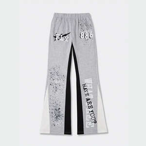 Custom Design 2026 Streetwear <b>Joggers</b> Loose <b>Stacked</b> Flare Fit Men's Pants Washed Men Flared Sweatpants - Product Image 1
