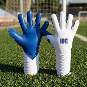 Gants de gardien de but en néoprène blanc de qualité supérieure, très demandés, avec latex allemand de 4 mm, sangle élastique et coupe hybride - Product Image 4