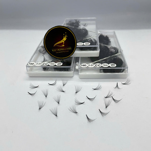 Venta al por mayor de bandejas de extensiones de pestañas de cachemira PBT coreanas premium 10D con logo personalizado, proveedor de pestañas individuales con curvatura DD, naturales y largas. - Product Image 1