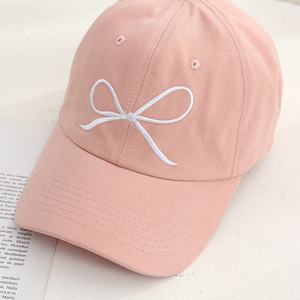 Casquette de baseball unisexe rose avec broderie de nœud blanc, 6 panneaux, ajustement réglable, chapeau décontracté printemps-été - Product Image 5