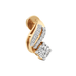 Boucles d'oreilles de luxe en or massif 18 carats avec diamants taille brillant rond, bijoux de mariage pour femme - Product Image 2