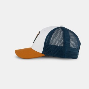 White <b>Navy</b> Mesh Trucker <b>Hat</b> With Orange Brim Adjustable 6-Panel Casual Cap For Adults Spring Summer Wear Custom Trucker <b>Hats</b> - Product Image 6