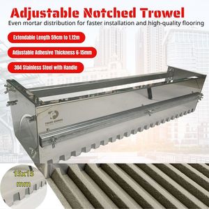 Stainless Steel Adjustable Length Notched Trowel <b>Tile</b> <b>Leveling</b> Adhesive Spreader 500-900mm DIY OEM - Product Image 2
