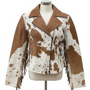 Veste en cuir de vachette marron personnalisée avec franges pour hommes et femmes, veste en cuir véritable de style western faite à la main - Product Image 2