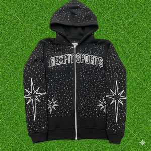 เสื้อฮู้ด Rex Fit Sports ผ้าฟลีซหนานุ่ม สไตล์ใหม่สำหรับฤดูหนาว ประดับด้วย Rhine stone  รับทำโลโก้ตามสั่ง บริการ OEM เสื้อฮู้ดซิปสำหรับผู้ชาย - Product Image 6