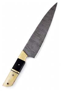 Handcrafted Patterned Steel Culinary Utility <b>Craft</b> <b>Tool</b> Two-Tone Horn & Bone Handle Executive Display Piece - Product Image 4