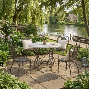 Ensemble de meubles de patio en fer forgé de style traditionnel KHP Vietnam, 4 places, table et chaises de jardin en métal robuste, vente en gros - Product Image 3
