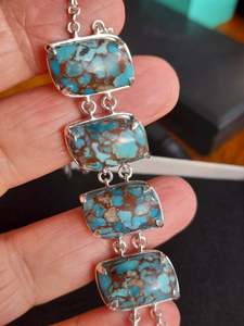 Pulsera de Plata de Ley con Turquesa, Joyería Hecha a Mano con Piedras Preciosas, Diseño Elegante para Mujer, Venta al Por Mayor para Exportación - Product Image 5