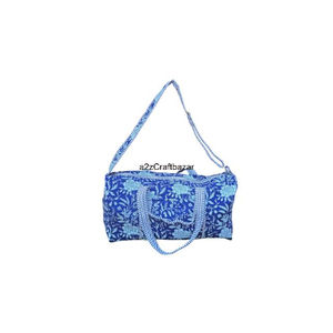 Bolso de hombro acolchado tipo tote de algodón con estampado a mano, ecológico y sostenible, para compras, playa, estilo bohemio, fin de semana, otoño, con cremallera - Product Image 2
