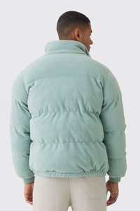 Nueva Chaqueta Acolchada con Cuello Alto de Forro Polar en Color Verde Salvia, Resistente al Viento, Cálida, para Invierno, de Alta Calidad, con Bolsillos, para Hombre - Product Image 2
