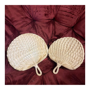 Éventail en feuille de palmier tissé à la main de haute qualité avec bordure à motifs, accessoire artistique d'été, fournisseur en gros - Product Image 5