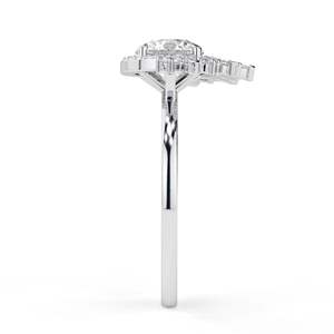 Anillo de Aniversario RITZIN de Oro Rosa de 14K con Diamante Cultivado en Laboratorio de Corte Redondo y Halo, Estilo Único para Mujer - Product Image 3