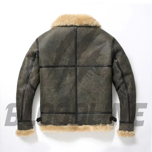 Chaqueta de Cuero de Gamuza para Hombre con Forro de Piel Sintética, Cierre de Cremallera, Estilo Motero, para Invierno, Corte Regular, Cuello Camisero - Product Image 3