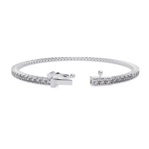 สร้อยข้อมือเพชรเทนนิสทรงบริลเลียนต์ น้ำหนัก 2.26 กะรัต สำหรับผู้หญิง เพชรเลี้ยงในห้องปฏิบัติการ ความใส VVS สี EF 77 เม็ด ชุบโรเดียม เงินแท้ IGI - Product Image 2