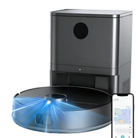 SUDEX Aspirateur robot et serpillière connecté Wi-Fi avec filtre HEPA, vidage automatique, batterie, navigation LDS, aspiration 4500Pa pour usage domestique