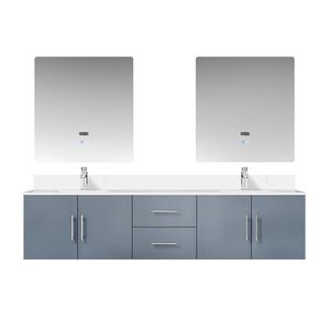 Grigio scuro 80 pollici. L X 22 Pollici Mobile bagno doppio con piano in marmo colato 30 pollici Set di Specchi LED e Rubinetti per Mobili da Bagno - Product Image 1