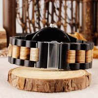 Jam Tangan Pria Kayu Alami Mewah dengan Tali dan Casing Kuarsa Lebar 20mm, Dial Penunjuk, Desain Art Deco Prancis Kustom, Gaya Antik